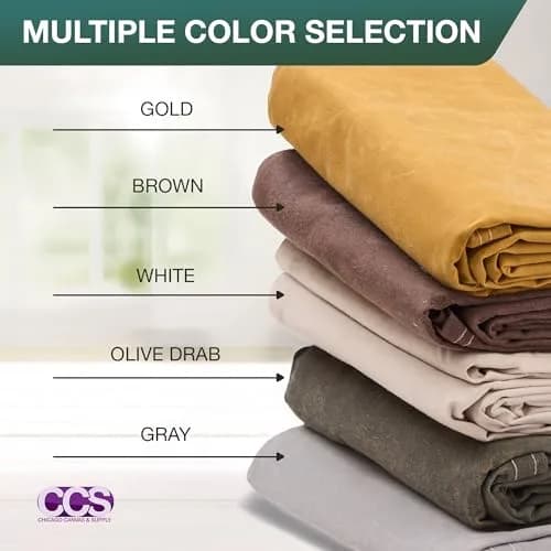 CCS Waterproof Canvas Tarp Cover – Heavy Duty Duck Cloth, Waxed Canvas Tarpaulin with Rustproof Brass Grommets for Camping, Construction, Equipment & Outdoor Use (Olive Drab, 7x9 Ft) thumbnail 4