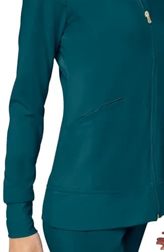 Cherokee iFlex Scrub Jacket for Women 2 Pocket Zip Front Caribbean Blue S | Moisture-Wicking, Flexible Fit thumbnail 6