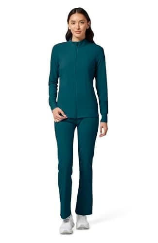 Cherokee iFlex Scrub Jacket for Women 2 Pocket Zip Front Caribbean Blue S | Moisture-Wicking, Flexible Fit thumbnail 7