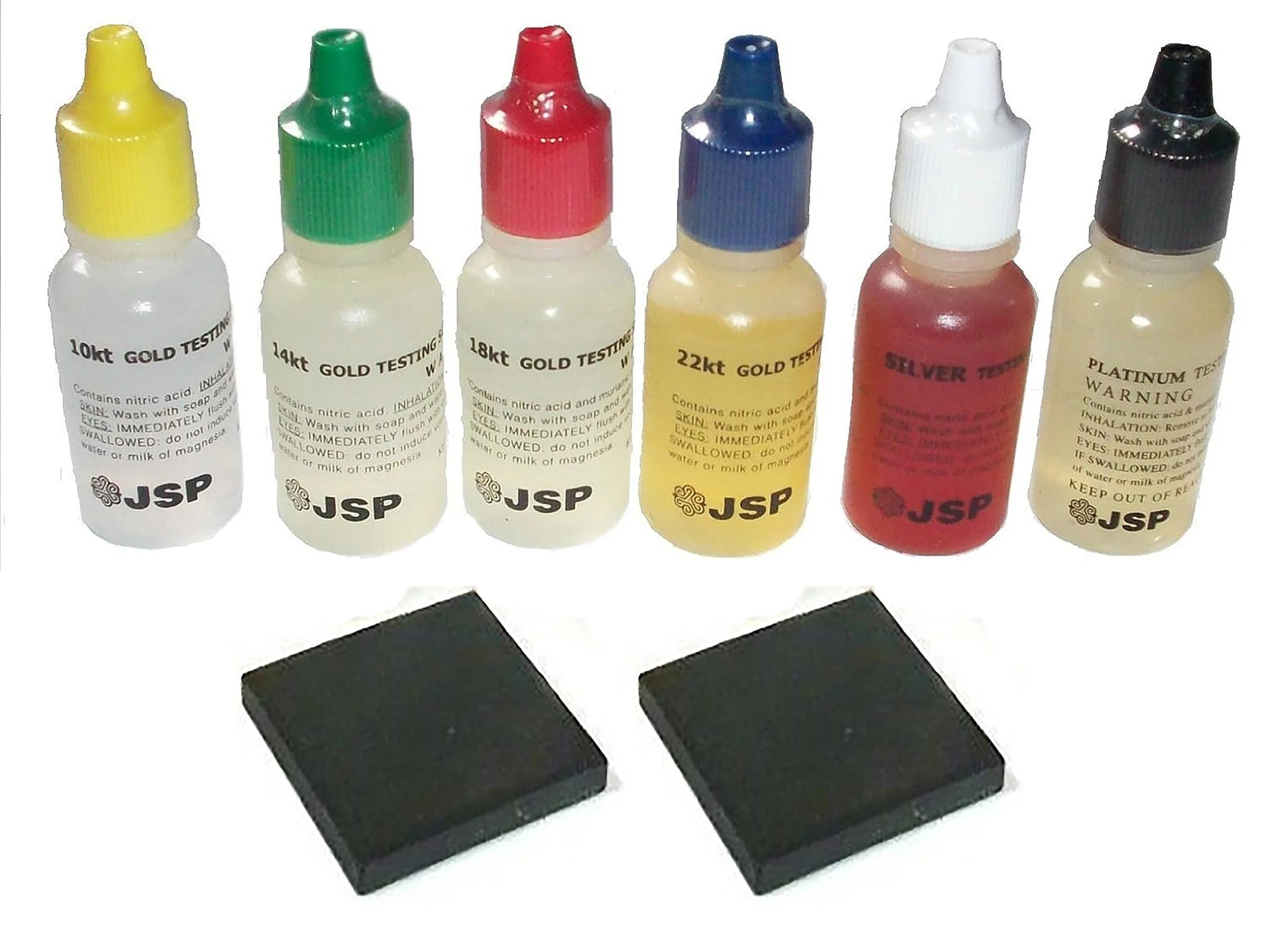 Personal Jewelry Testing Kit - Gold Silver Platinum Acid Test Kit with 6 Solutions & 2 Stones | 0.5 fl oz Bottles