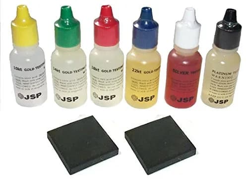 Personal Jewelry Testing Kit - Gold Silver Platinum Acid Test Kit with 6 Solutions & 2 Stones | 0.5 fl oz Bottles thumbnail 1
