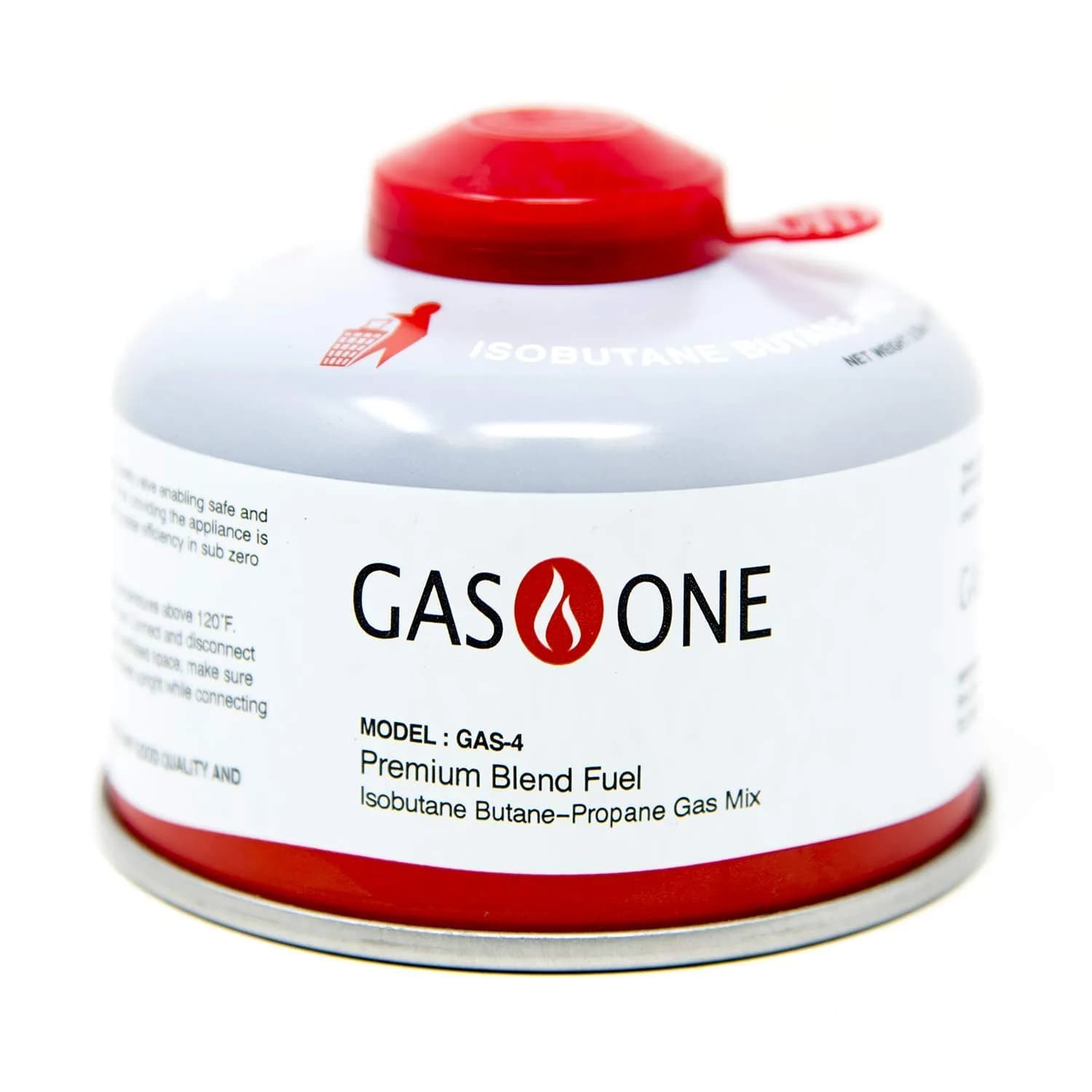 Gas One 4oz Isobutane Camping Fuel Canister | All-Season Blend for Backpacking Stoves — White
