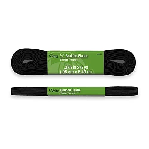 Dritz Braided Elastic 3/8-Inch x 6-Yard | Black Polyester-Rubber for Waistbands & More thumbnail 2