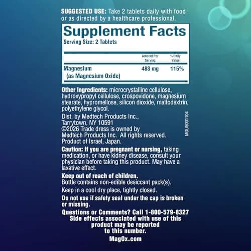 Mag-Ox Magnesium Supplement, Pharmaceutical Grade Magnesium Oxide 483mg | Supports Heart & Muscle Function thumbnail 7