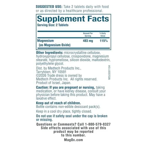 Mag-Ox Magnesium Supplement, Pharmaceutical Grade Magnesium Oxide 483mg | Supports Heart & Muscle Function thumbnail 8