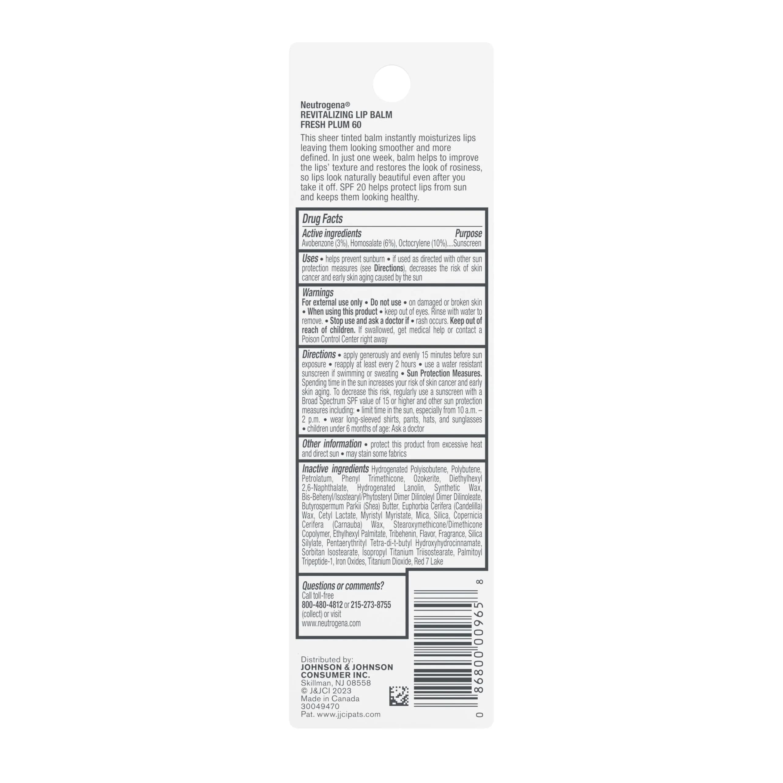 Neutrogena Revitalizing Tinted Lip Balm SPF 20, Sheer Fresh Plum, 4.25g (0.15 oz) | Hydrates, Protects, and Improves Lip Texture - view 7