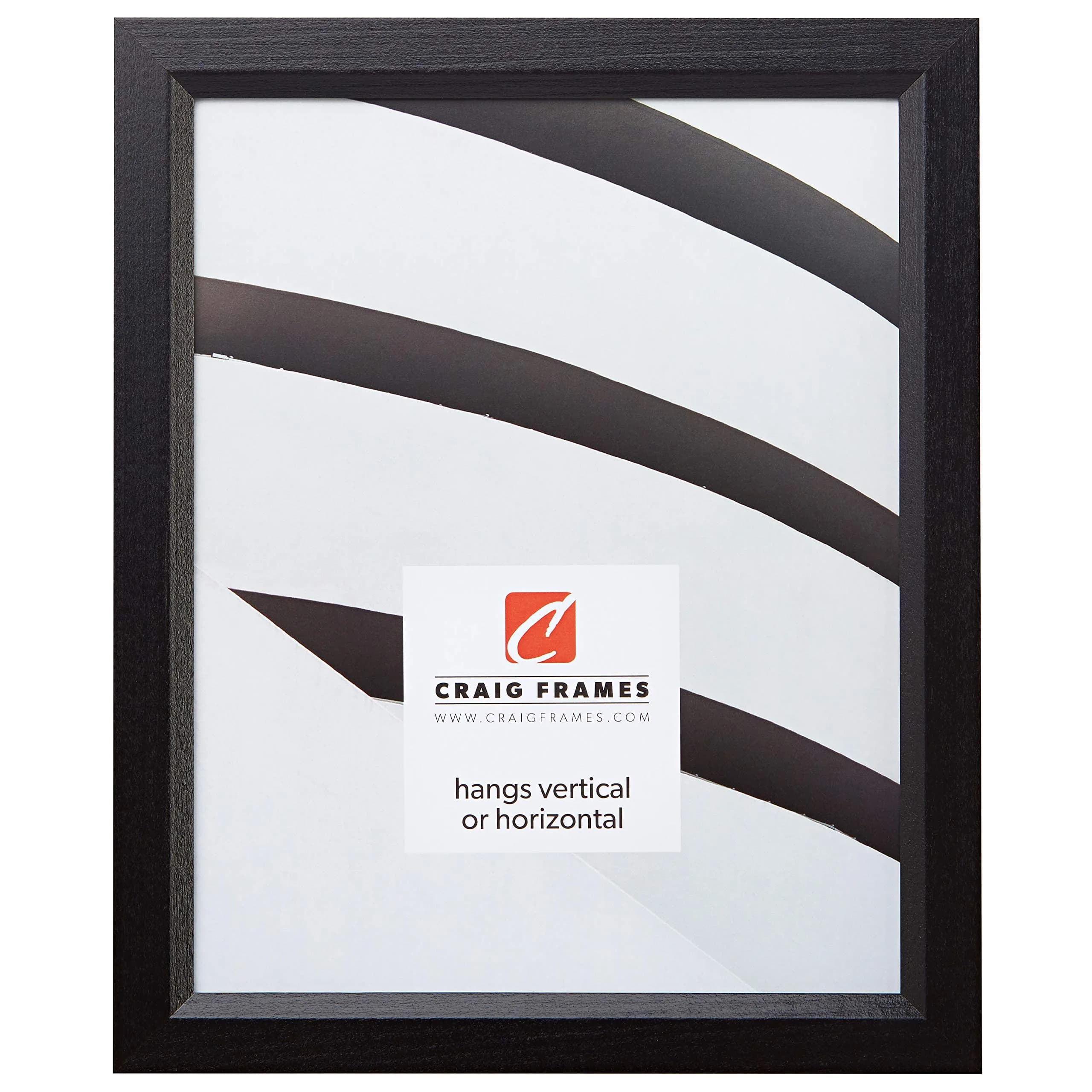 Craig Frames 7171610BK Wood Grain Finish 7x17-Inch Picture Frame | Solid Poplar, Glass, Black