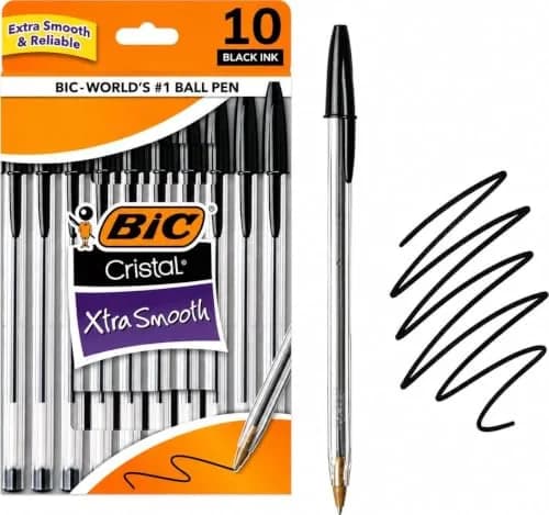 BIC CRISTAL Ballpoint Pen 1mm | Smooth Black Ink, Pack of 10 for Everyday Writing thumbnail 1
