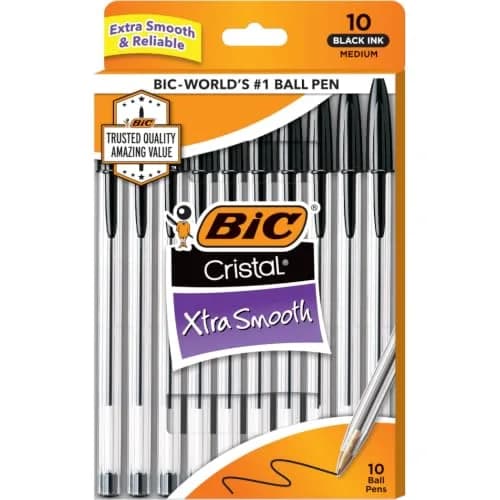 BIC CRISTAL Ballpoint Pen 1mm | Smooth Black Ink, Pack of 10 for Everyday Writing thumbnail 2