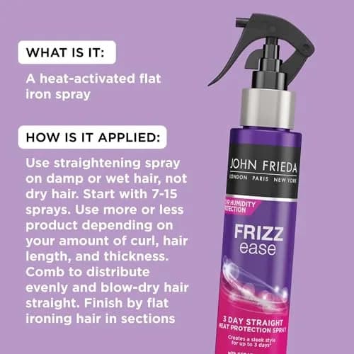 John Frieda Frizz Ease 3 Day Straight Heat Protection Spray 103ml (3.5 Fl Oz) | Keratin-Infused for Smooth, Sleek Hair thumbnail 3
