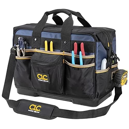 Custom Leathercraft PB1553 19" Molded Base Contractor's Tool Bag | Heavy-Duty, Water-Resistant, 13 Pockets thumbnail 1