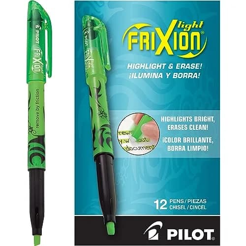 PILOT FriXion Light Pastel Collection Erasable Highlighters, Green, 12 Count | Erasable Ink for Clean Notes thumbnail 1
