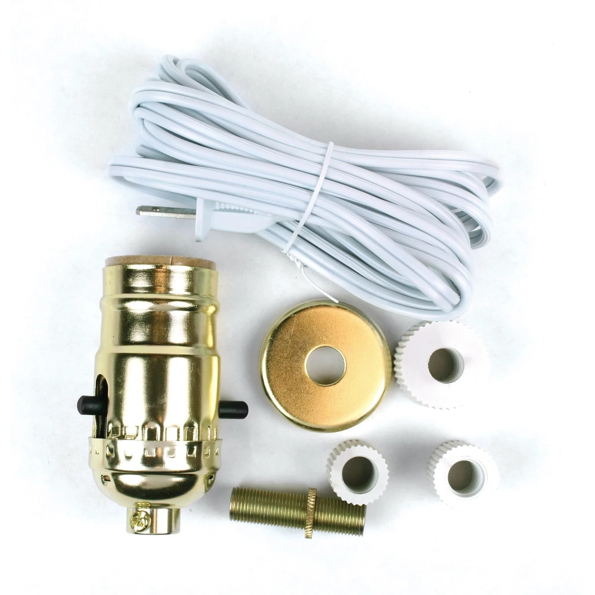 Jandorf Make-A-Lamp Kit Brass Finish, White | Bottle Adapters for DIY Lamp