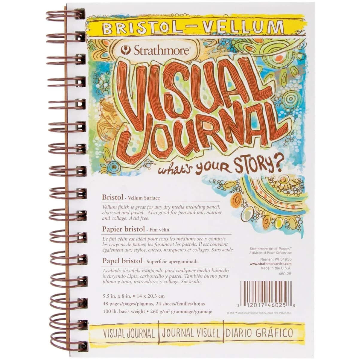 Strathmore 300 Series Visual Bristol Journal 5.5"x8.5" Vellum Wire Bound 24 Sheets — 5.5x8.5