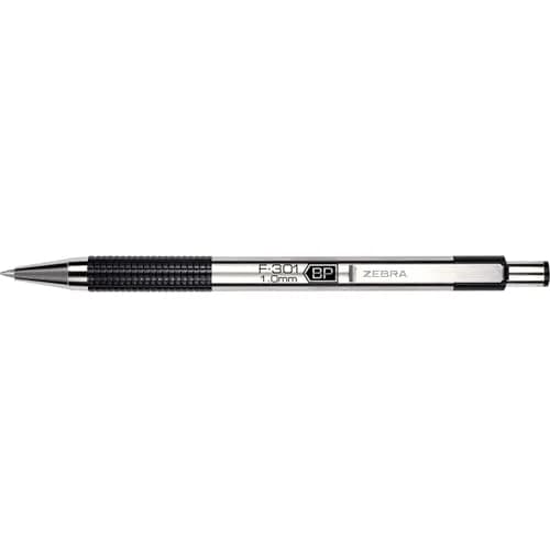 Zebra F-301 Ballpoint Retractable Pen, Black Ink, Medium Point | Stylish stainless steel design for smooth writing thumbnail 4