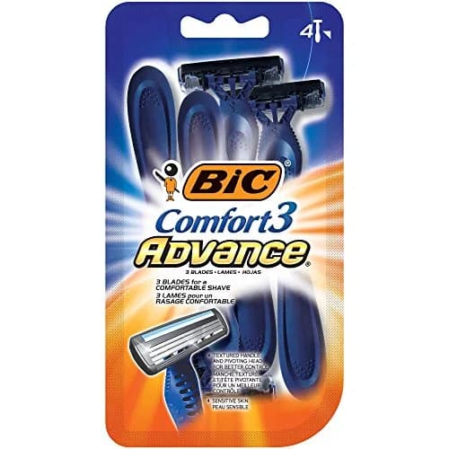 BIC Comfort 3 Advance Disposable Razors for Men, 4 Piece Set | Close & Comfortable Shave with Aloe & Vitamin E thumbnail 1