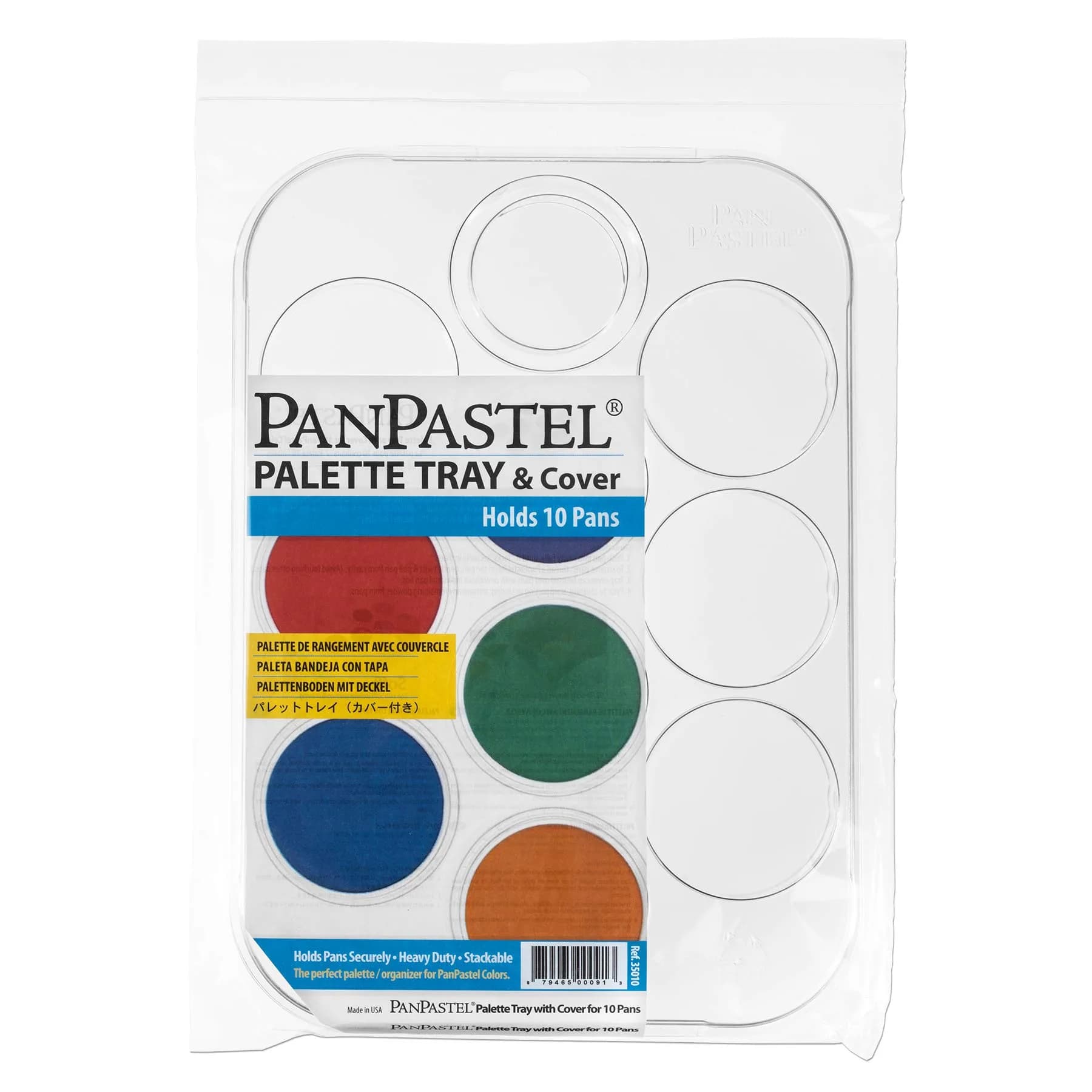 PanPastel Artist Pastels 10 Color Palette Tray | Holds 10 Pans Securely, Clear Cover Included — 8" x 11.5" x 0.8"