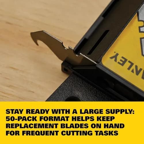 STANLEY Large Hook Blades for Utility Knife 50pk | Controlled Cutting for Tough Materials thumbnail 3