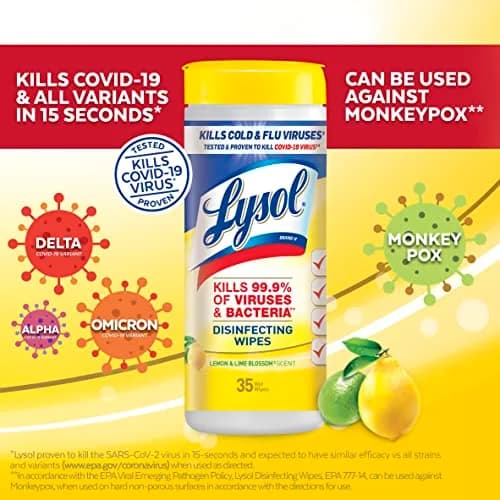 Lysol Disinfectant Wipes, Multi-Surface Antibacterial Cleaning Wipes, Lemon & Lime Blossom, 105 Count (3 Packs) | Kills 99.9% of Viruses & Bacteria thumbnail 4
