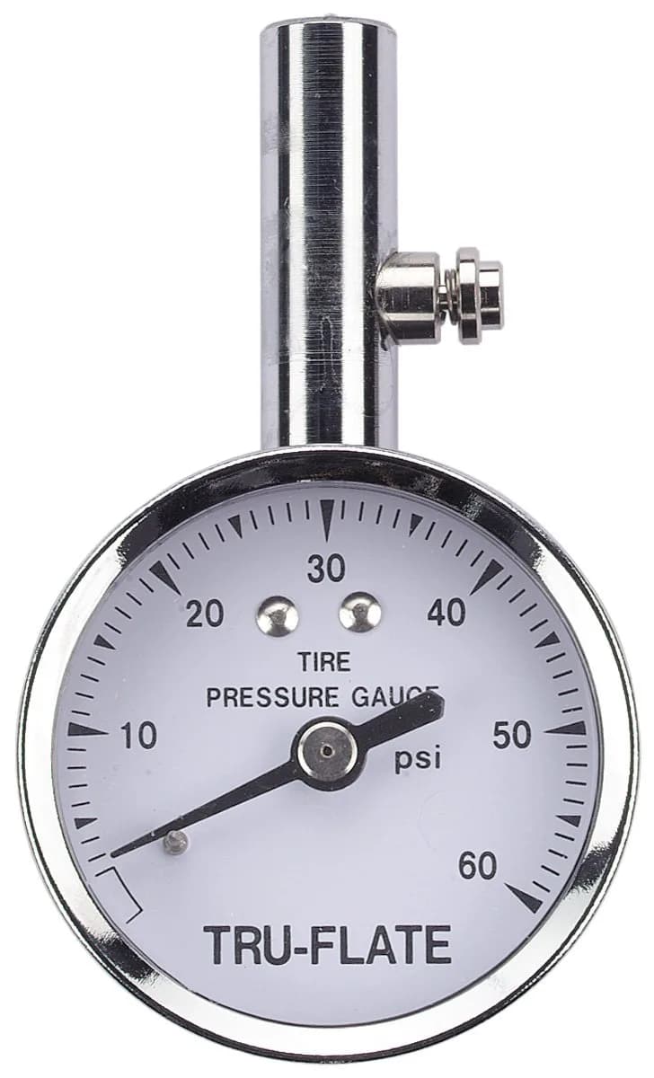 Tru-Flate 17-551 Dial Tire Pressure Gauge 0-60 PSI | Accurate Measurement for Cars, Vans, Light Trucks — Silver