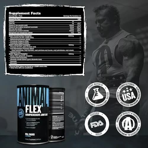 Animal Flex Joint Supplement with Glucosamine, Chondroitin, MSM, Turmeric & Ginger | 44 Pill Packs (1.5 lb / 680 g) thumbnail 7
