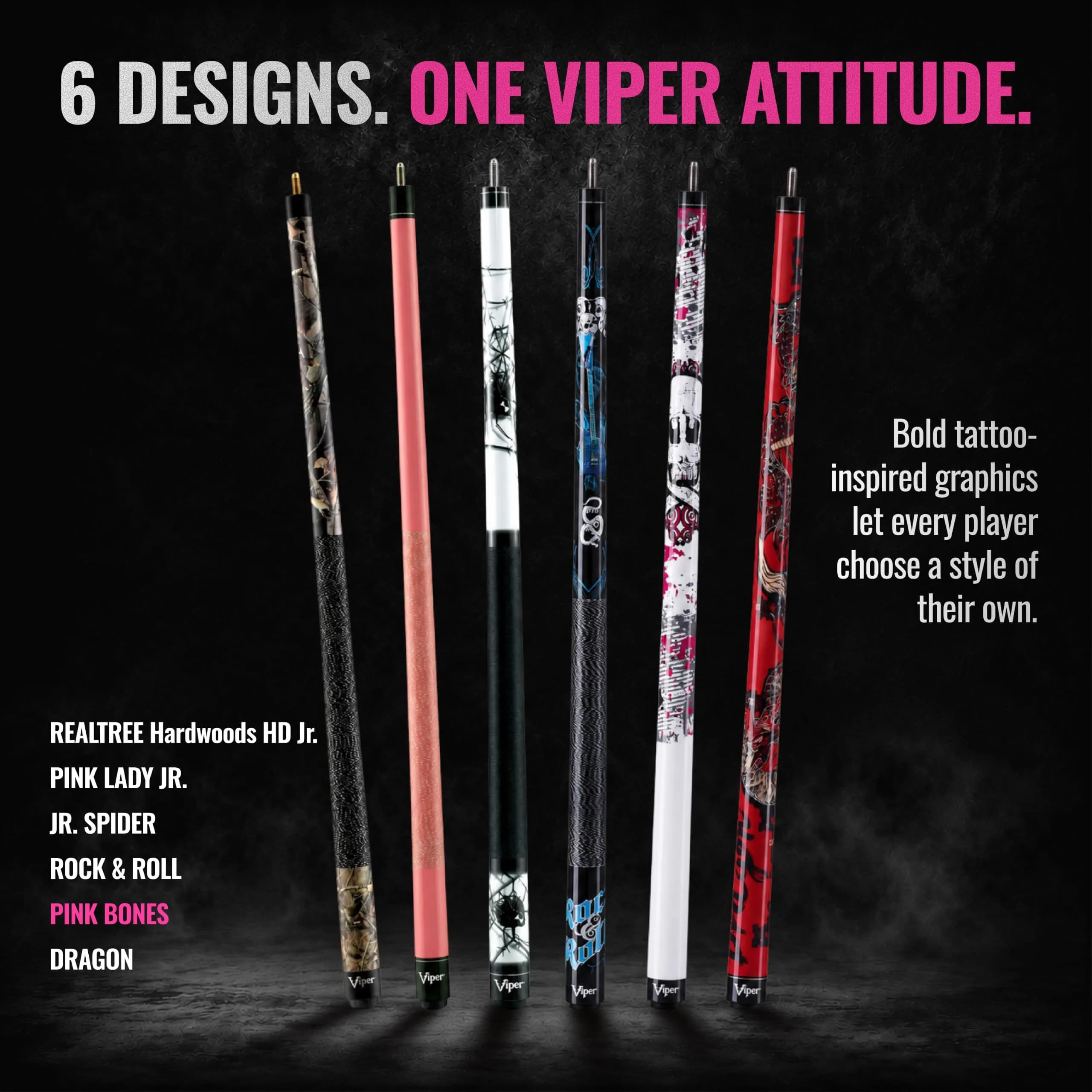 Viper by GLD Products Junior 48" Pool Cue, Pink Bones, 16 Oz | 2-Piece Maple Hardwood - view 7