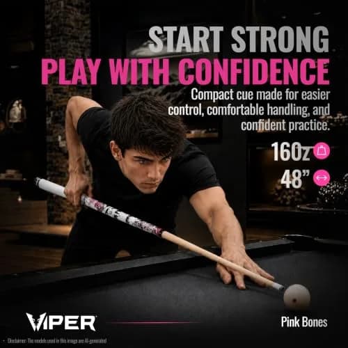 Viper by GLD Products Junior 48" Pool Cue, Pink Bones, 16 Oz | 2-Piece Maple Hardwood thumbnail 2