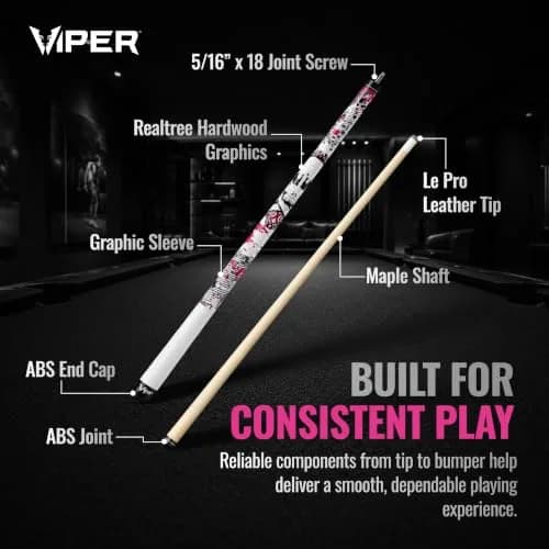 Viper by GLD Products Junior 48" Pool Cue, Pink Bones, 16 Oz | 2-Piece Maple Hardwood thumbnail 3