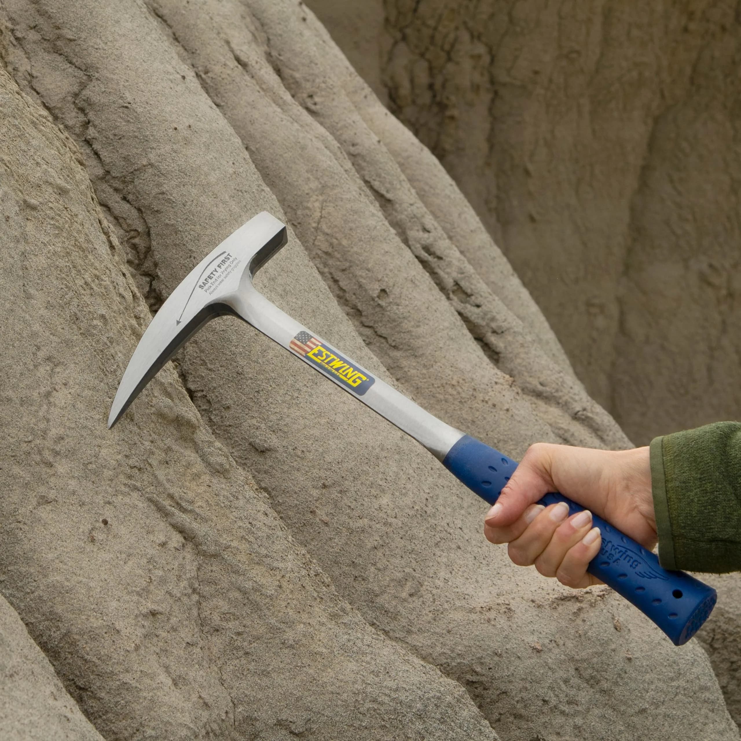 Estwing Rock Pick Geology Hammer 624g (22 oz) with Pointed Tip & Shock Reduction Grip | Forged Steel Head - view 6