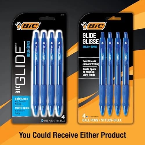 BIC Glide Bold Blue Ballpoint Pens, Bold Point (1.6mm), 4-Count Pack | Smooth Ink Flow thumbnail 3