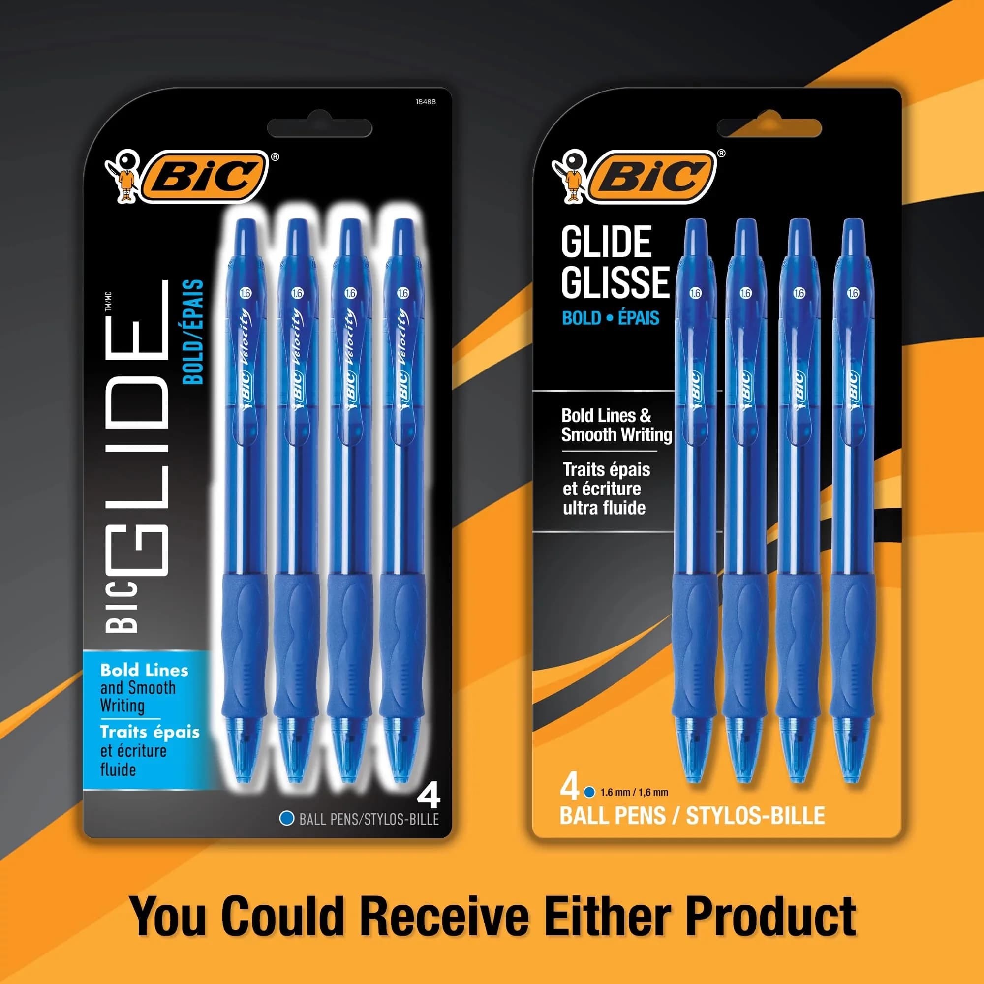 BIC Glide Bold Blue Ballpoint Pens, Bold Point (1.6mm), 4-Count Pack | Smooth Ink Flow - view 3