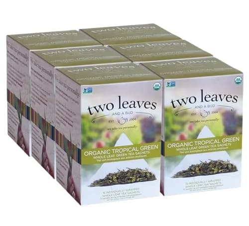 Two Leaves and a Bud Organic Tropical Green Tea Bags, 15 Count | Refreshing, Full Leaf Sencha in Eco-Pack thumbnail 9