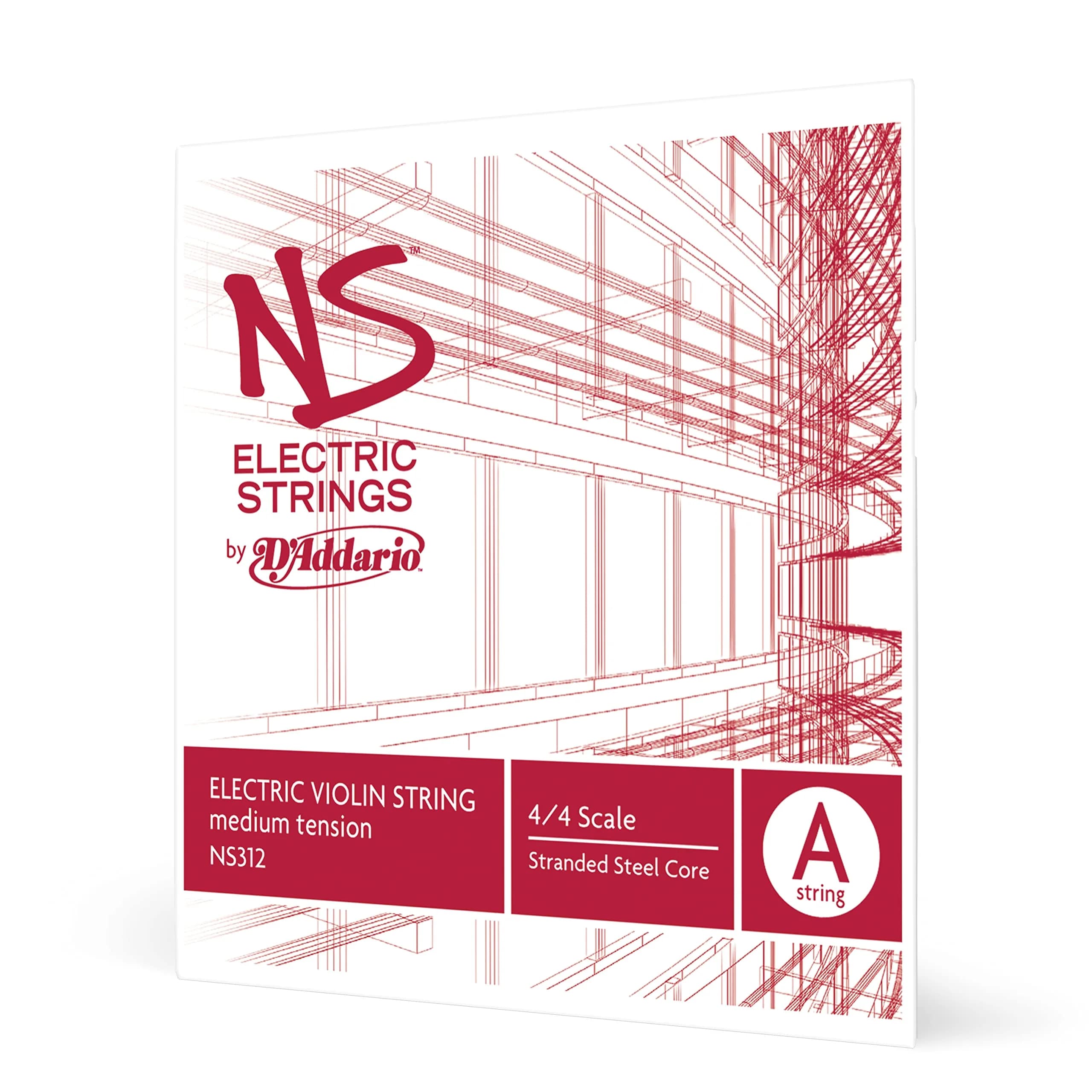 D'Addario NS Electric Violin Single A String, 4/4 Scale, Medium Tension | Warm, Responsive Tone for Electric & Acoustic Violinists — Red