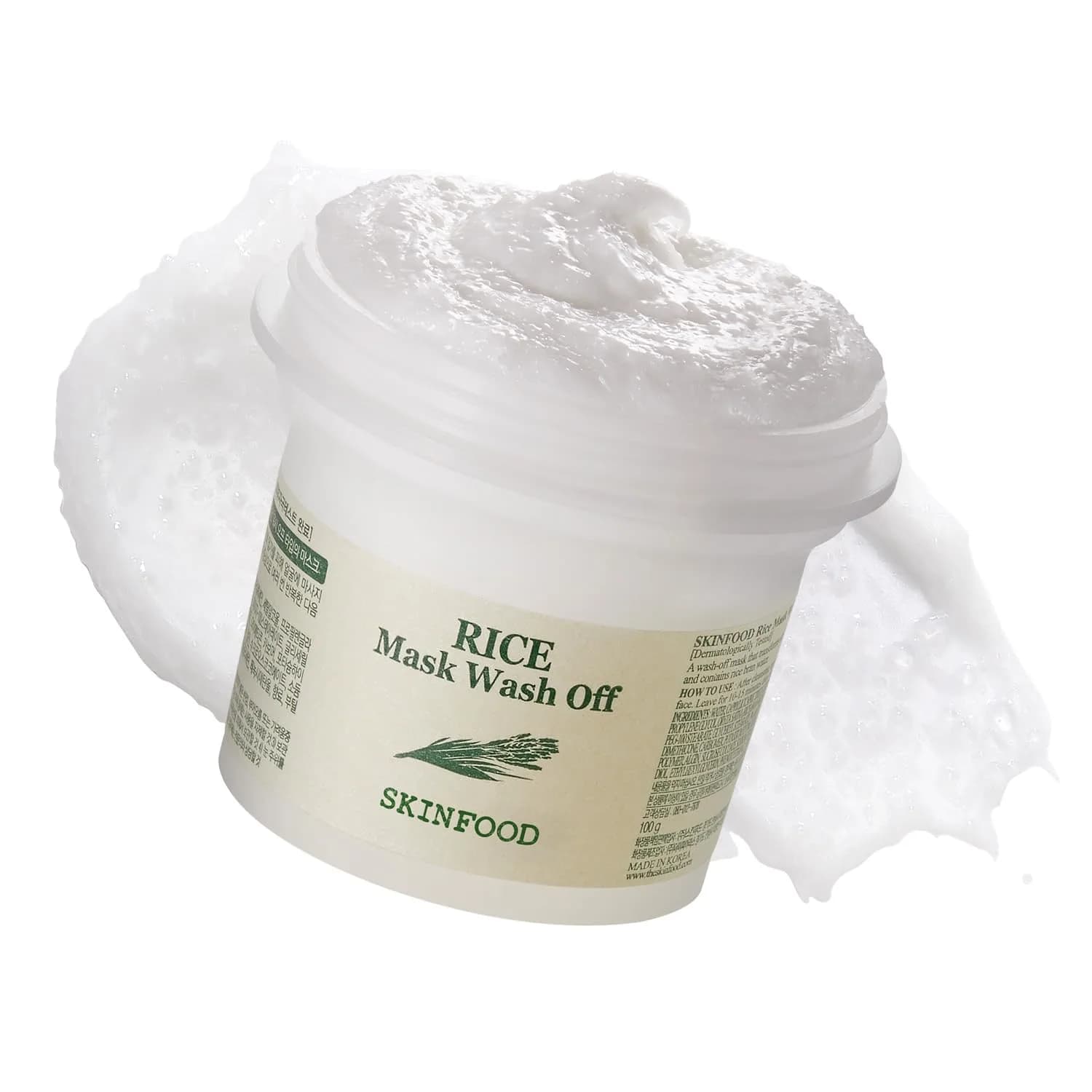 SKINFOOD Rice Mask Wash Off 3.5oz | Gently Exfoliates & Softens with Nutrient-Rich Rice - main product image