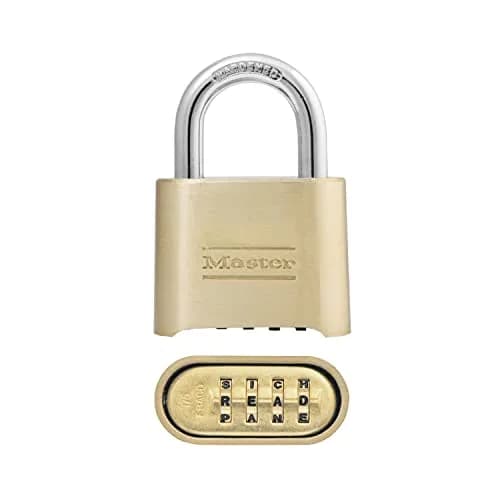 Master Lock 175DWD Resettable Letter Combination Padlock 2in Wide Body, 1in Shackle, Tan | Set Your Own Word Combination thumbnail 1