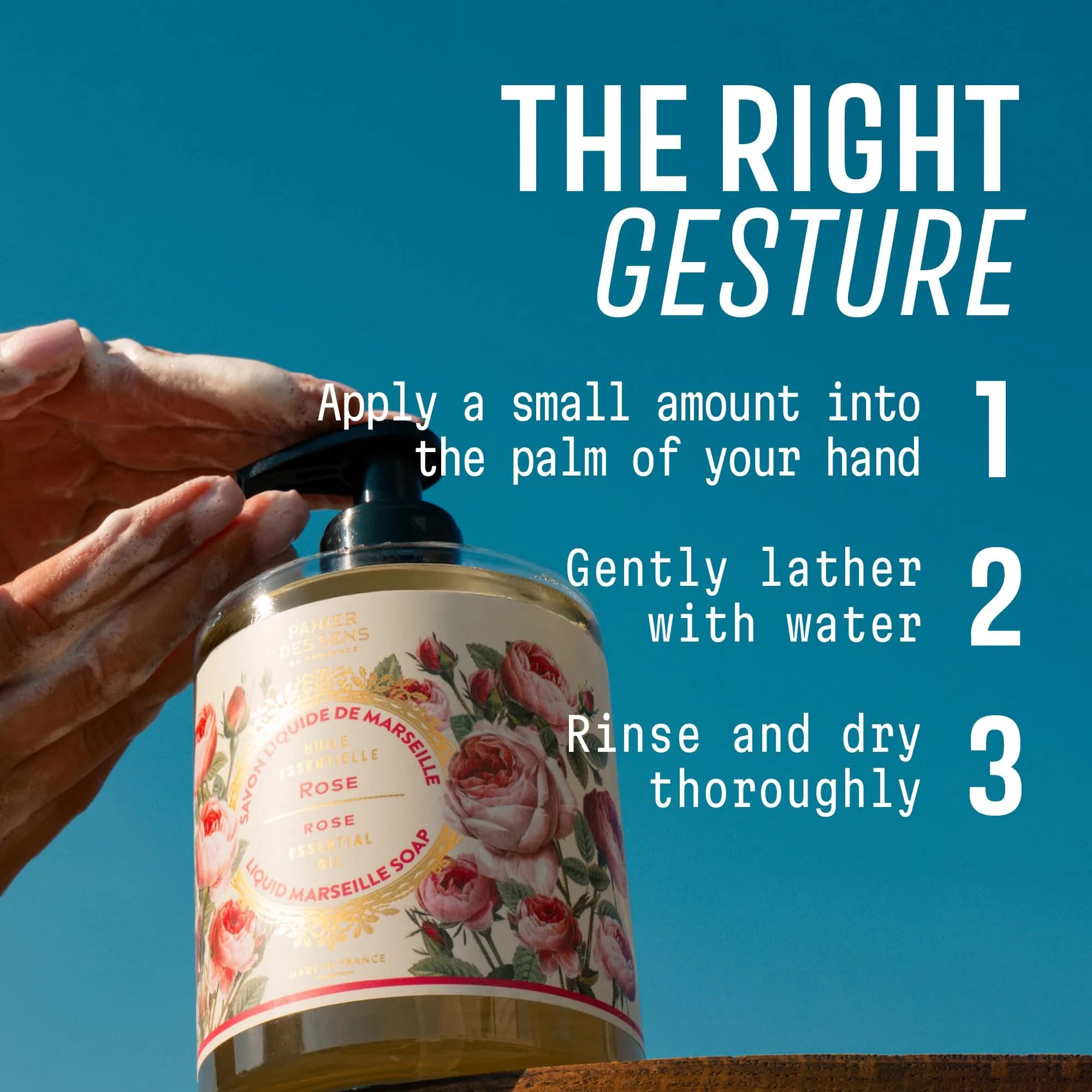 Panier des Sens Rejuvenating Rose Liquid Hand Soap 500ml (16.9 Fl Oz) | French Savon de Marseille Tradition - view 6