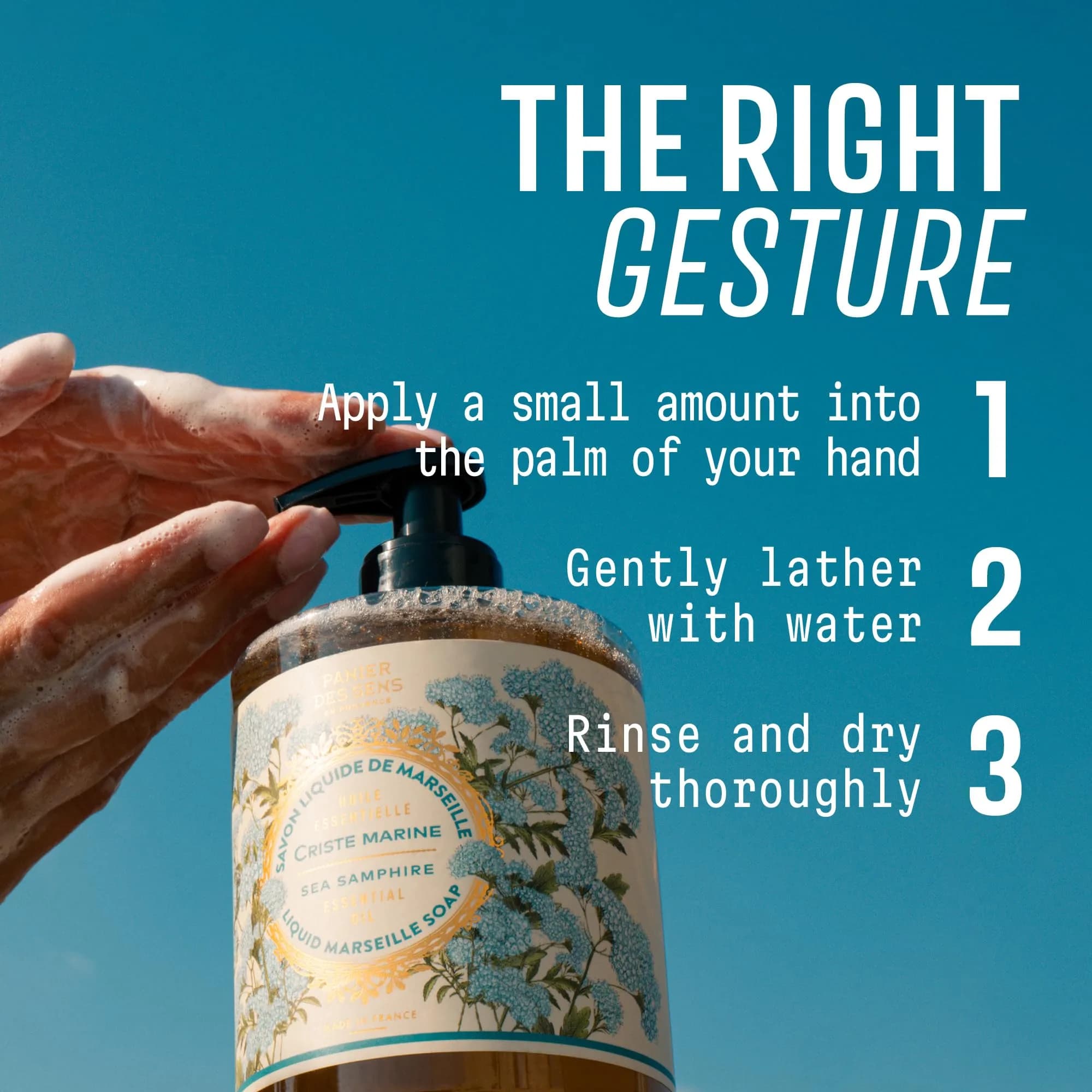 Panier des Sens Sea Samphire Liquid Hand Soap 500ml (16.9 fl oz) | French Savon de Marseille Tradition - view 6