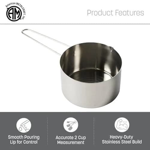 American Metalcraft MCW200 2-Cup Stainless Steel Measuring Cup | Durable, Rust-Proof Kitchen Tool thumbnail 3