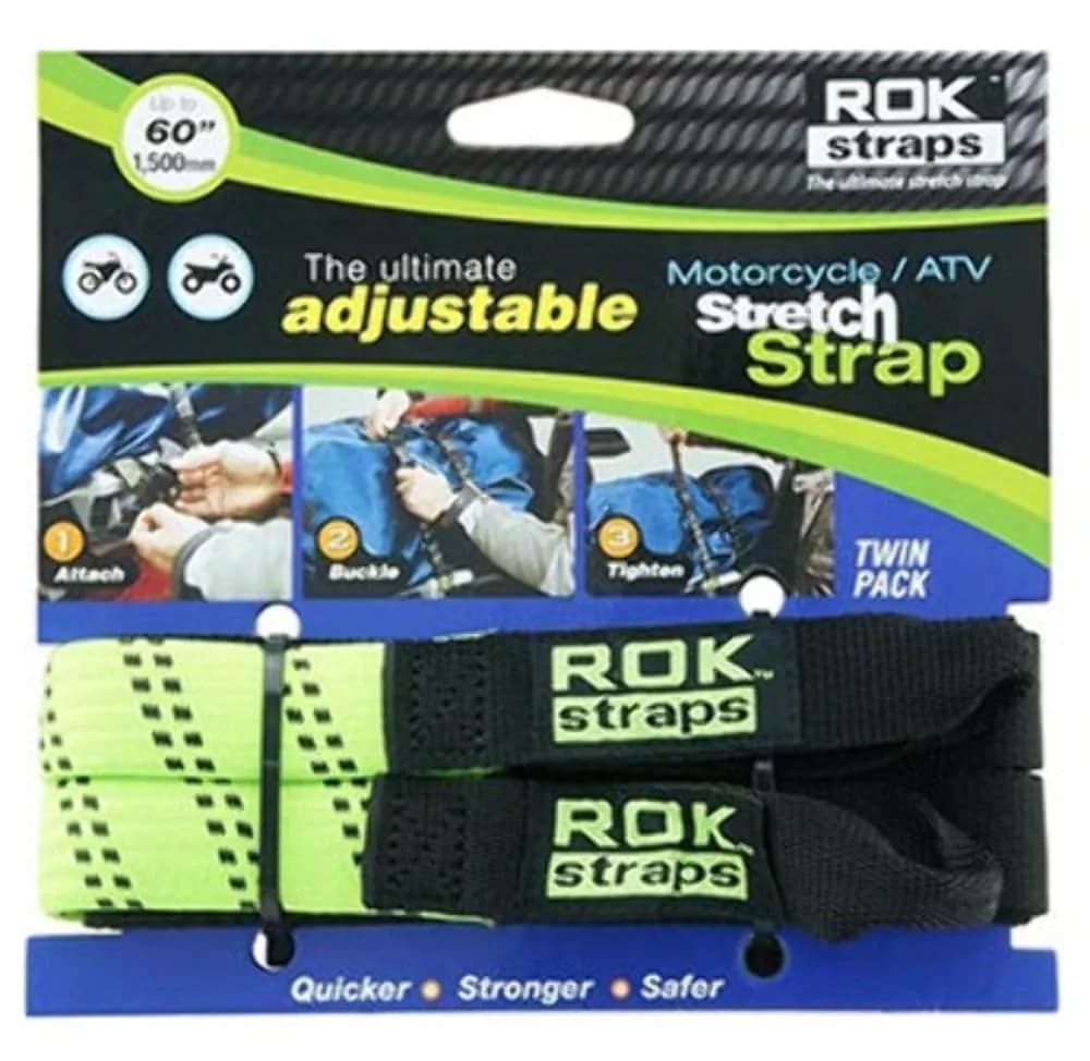 ROK Straps Hi-viz Green Cargo Strap 60 inches | Adjustable Motorcycle Tie-Downs for Bikes & Off-Road — Hi-viz Green