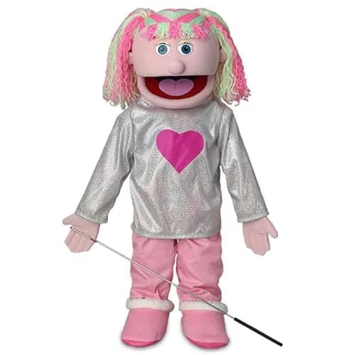 Silly Puppets Kimmie Pink Girl Full Body Ventriloquist Style Puppet 60cm (25") | Easy Mouth Movement & Control Rod thumbnail 1