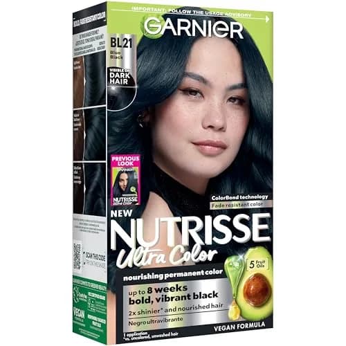 Garnier Nutrisse Ultra Color Permanent Hair Dye BL21 Blue Black (Blackberry Mojito) | Vegan & Cruelty-Free thumbnail 1