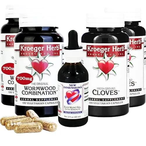 Kroeger Herb Products Wormwood Herb Supplement Kit with Black Walnut, Clove & Quassia | 2 fl oz (59 ml) thumbnail 2