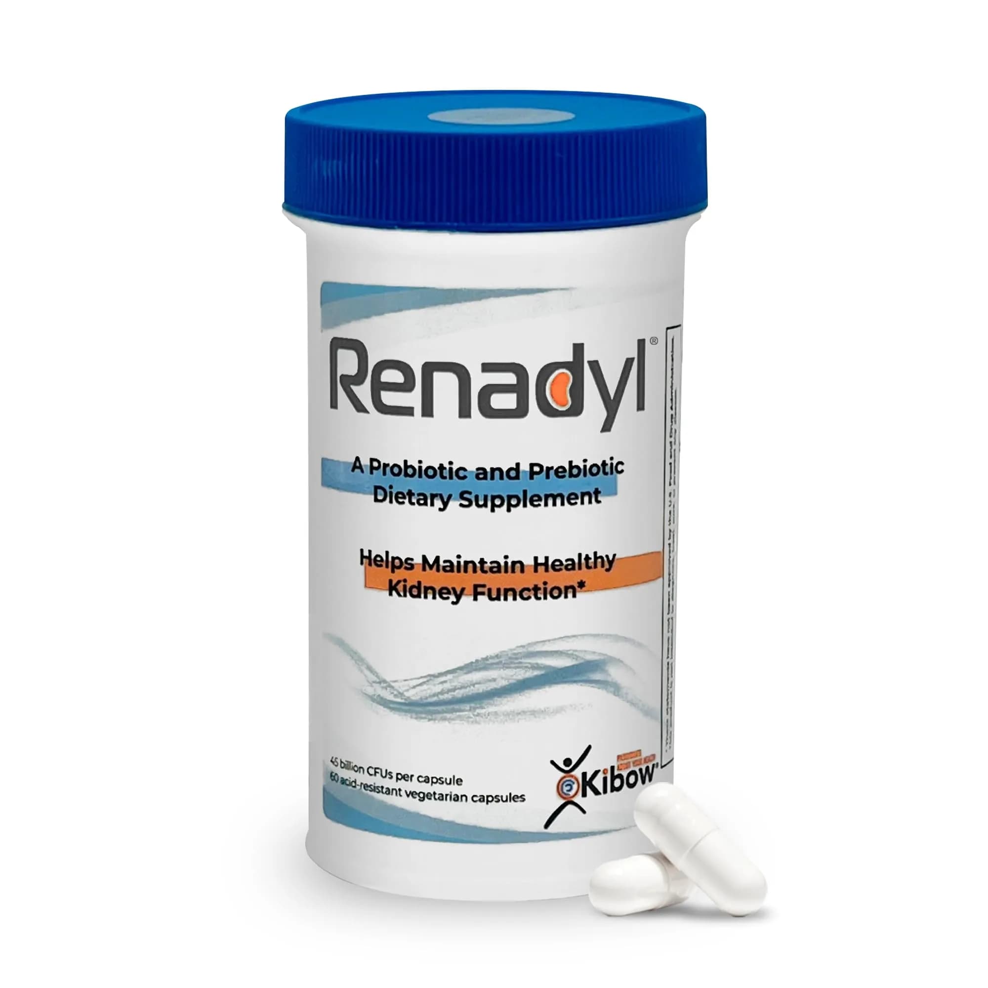 Kibow Renadyl Probiotic Capsules 60 Count (156 g) | Kidney Health Support with 45 Billion CFUs - main product image