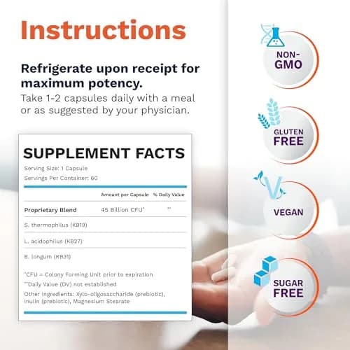 Kibow Renadyl Probiotic Capsules 60 Count (156 g) | Kidney Health Support with 45 Billion CFUs thumbnail 2