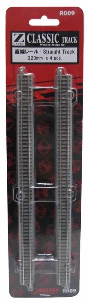 Rokuhan Z Gauge R009 Straight Rail 8.7 inches (220 mm) | Ultra-thin, conductive, for model trains — 8.7 inches (220