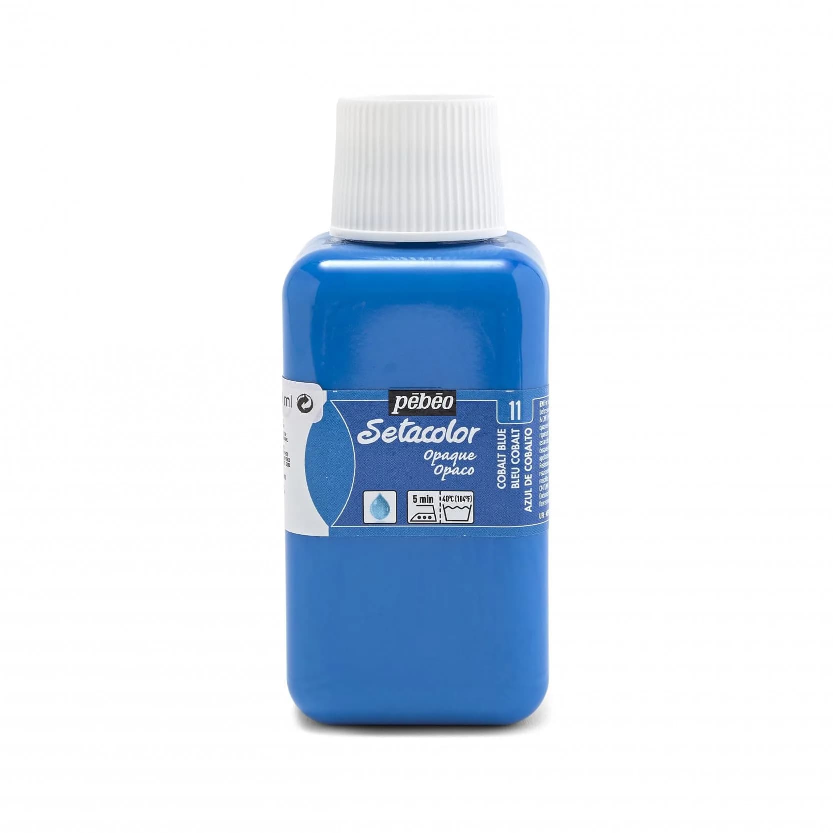 Pebeo Setacolor Opaque Fabric Paint 250ml Bottle | Vibrant, Water-Resistant, Fixes with Iron or Oven — Cobalt Blue