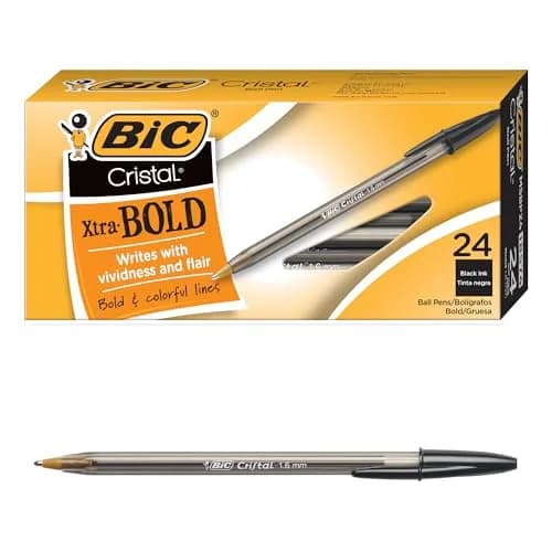 BIC Cristal Xtra Bold Ballpoint Pens, Blue, 1.6mm Bold Point, 432 Count | Smooth Ink Flow for Vivid Lines — Black Ink