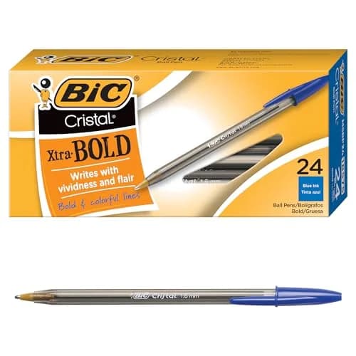 BIC Cristal Xtra Bold Ballpoint Pens, Blue Ink, 24-Count | 1.6mm Bold Point for Vivid Lines thumbnail 1