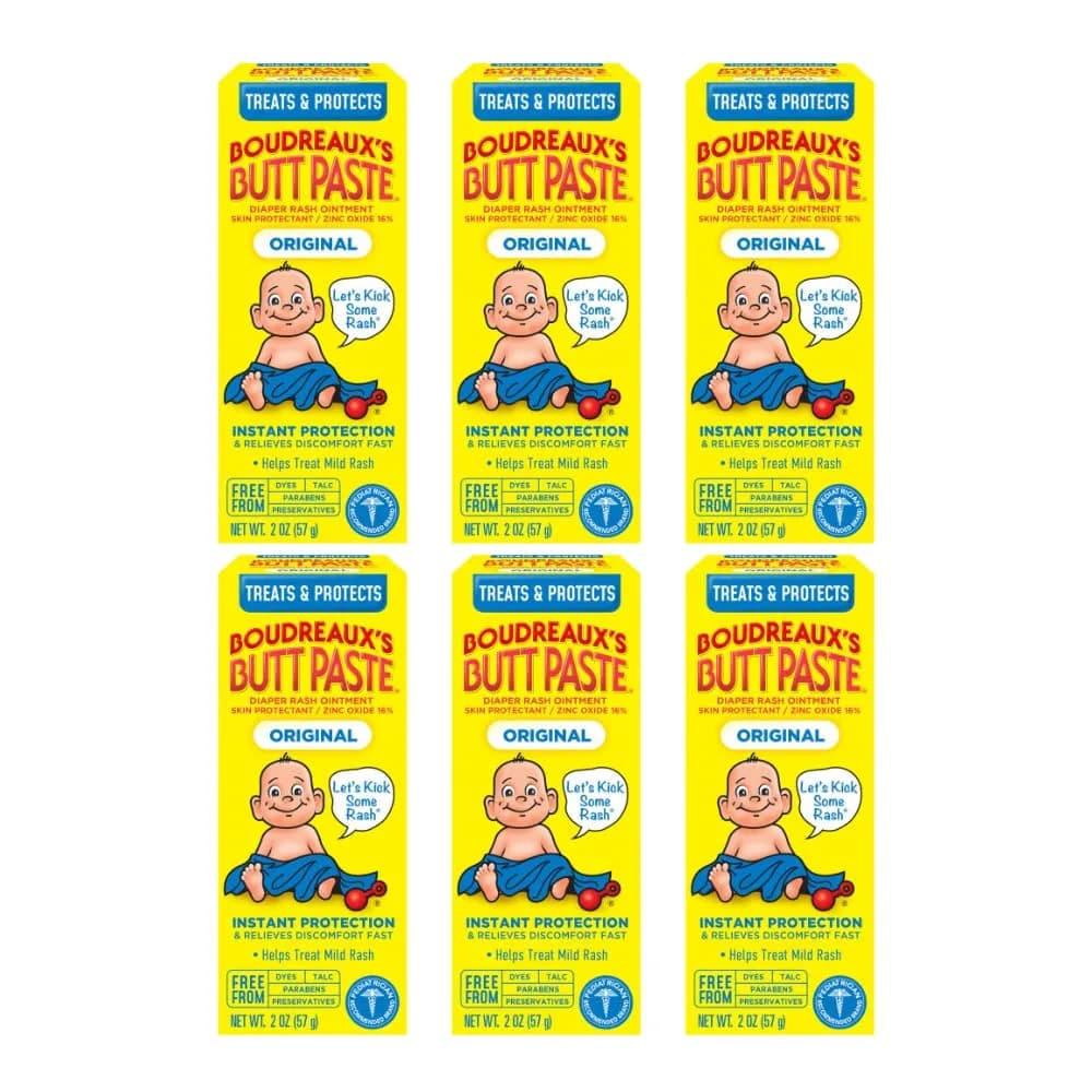 Boudreaux's Butt Paste Original Diaper Rash Ointment 12 oz (2 oz Tubes, Pack of 6) | Pharmacist-Developed Skin Protectant - main product image