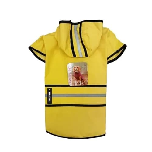 Fashion Pet Raincoat X-Small | Water Resistant Yellow Dog Rain Jacket with Hood & Reflective Strips thumbnail 2